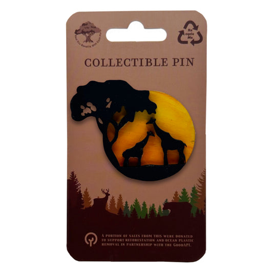 Giraffes at Sunset - Wooden Pin & Magnet