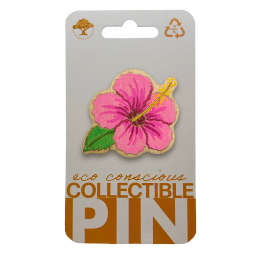 Pink Orchid Flower - Wooden Pin & Magnet