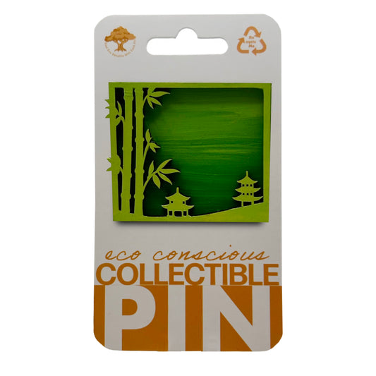 Green Bamboo Scene - Wooden Pin & Magnet