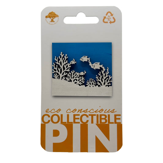 Fish at Coral Reef - Wooden Pin & Magnet