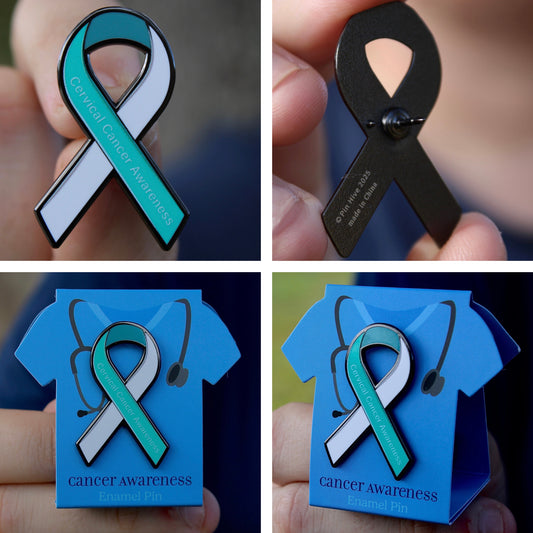 Cervical Cancer Awareness Ribbon Pin With Magnet