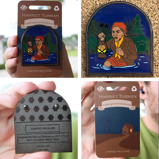 Harriet Tubman Pin With Magnet - Traveling The Underground Railroad