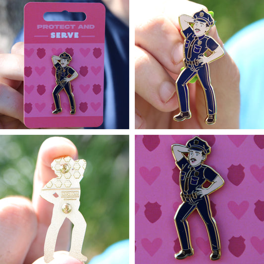 Protect and Serve - Sassy Policeman Pin With Magnet