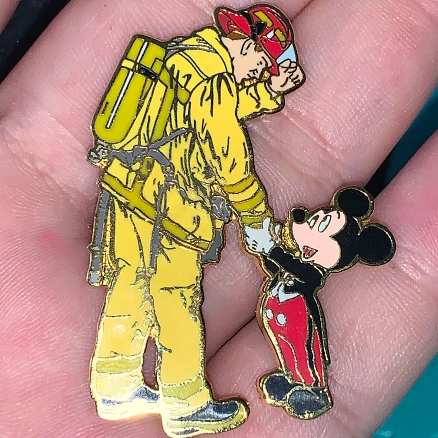 Mickey & Fireman Handshake Pin