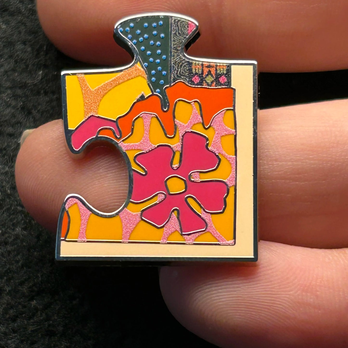 2023 - Animal Kingdom - Puzzle Piece - Pink Flower - Disney Pin