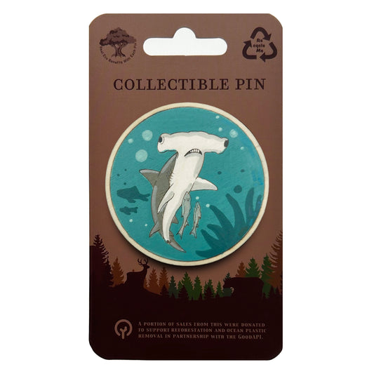 Hammerhead Shark - Wooden Lapel Pin & Magnet