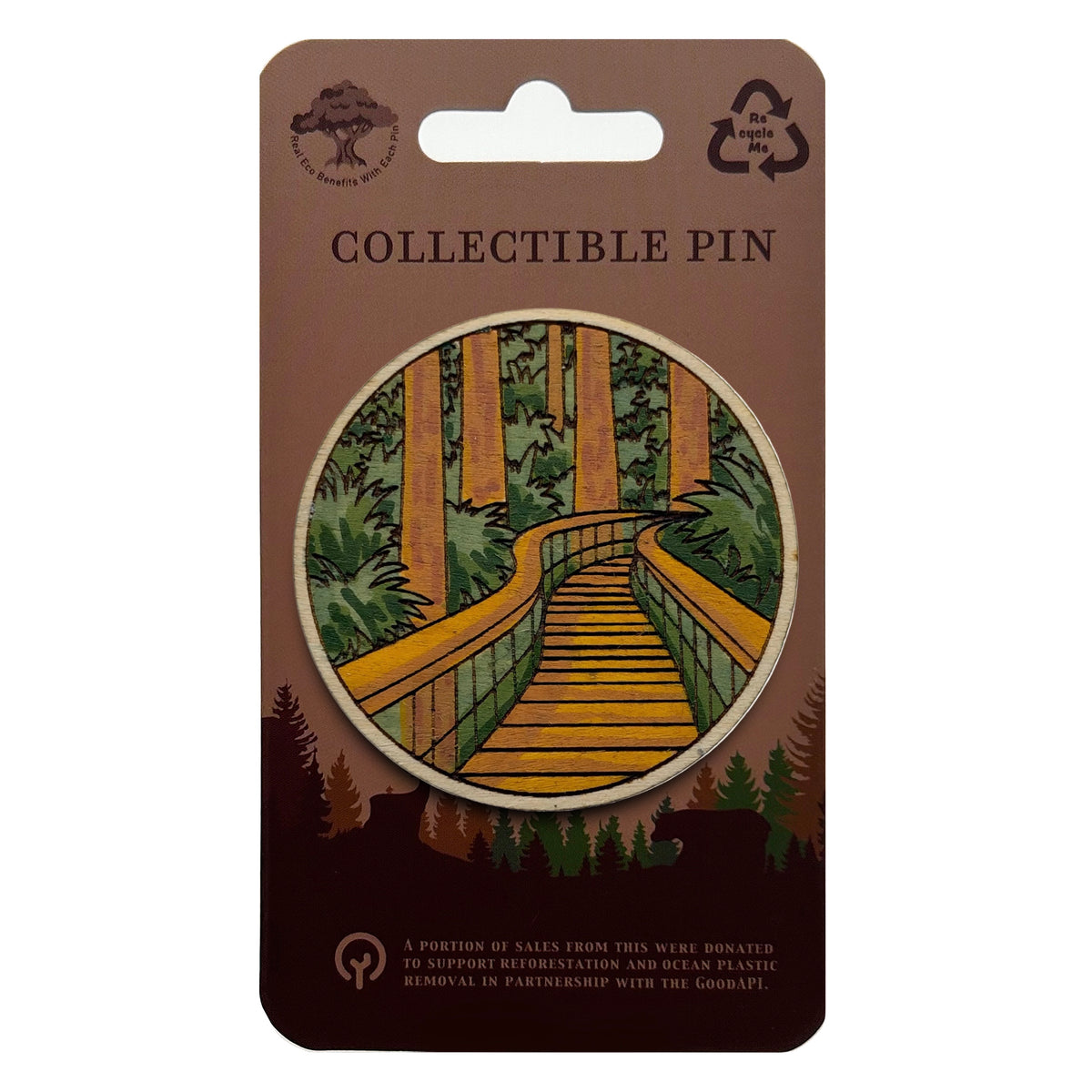 Boardwalk with Foliage - Wooden Pin & Magnet