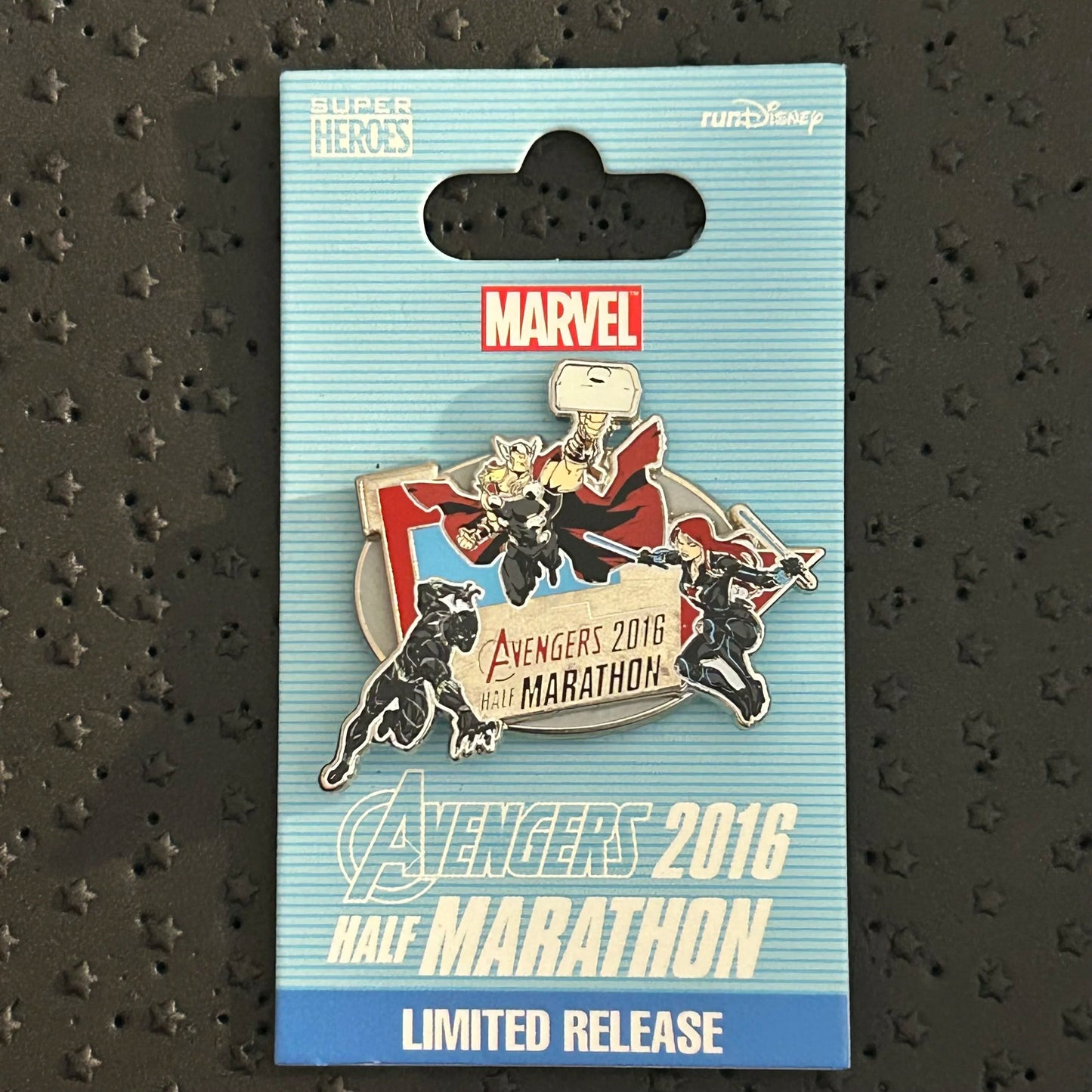 2016 - Thor, Black Panther, & Black Widow - Avengers - 10k runDisney- LR - Disney Pin
