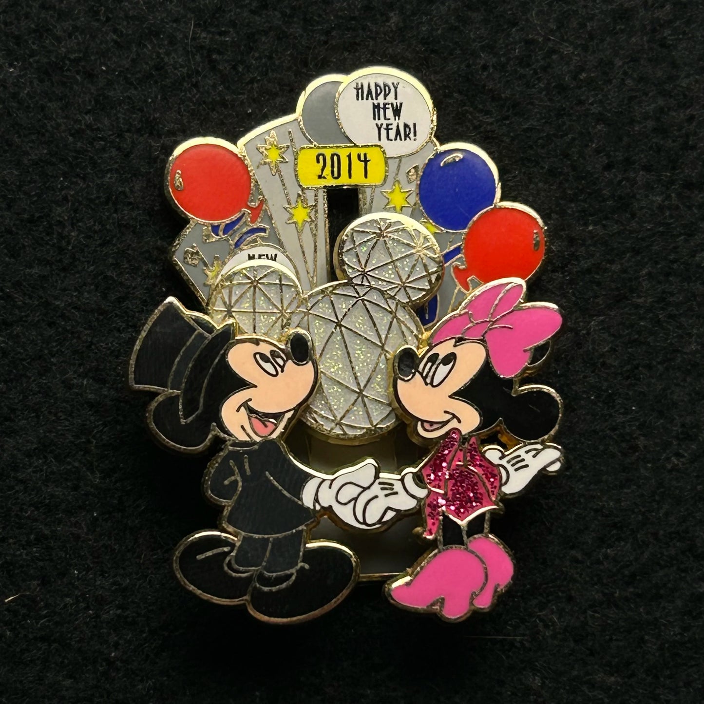 2013 - Mickey and Minnie - New Years - EPCOT Ball - Slider - LE 4,000 - Disney Pin
