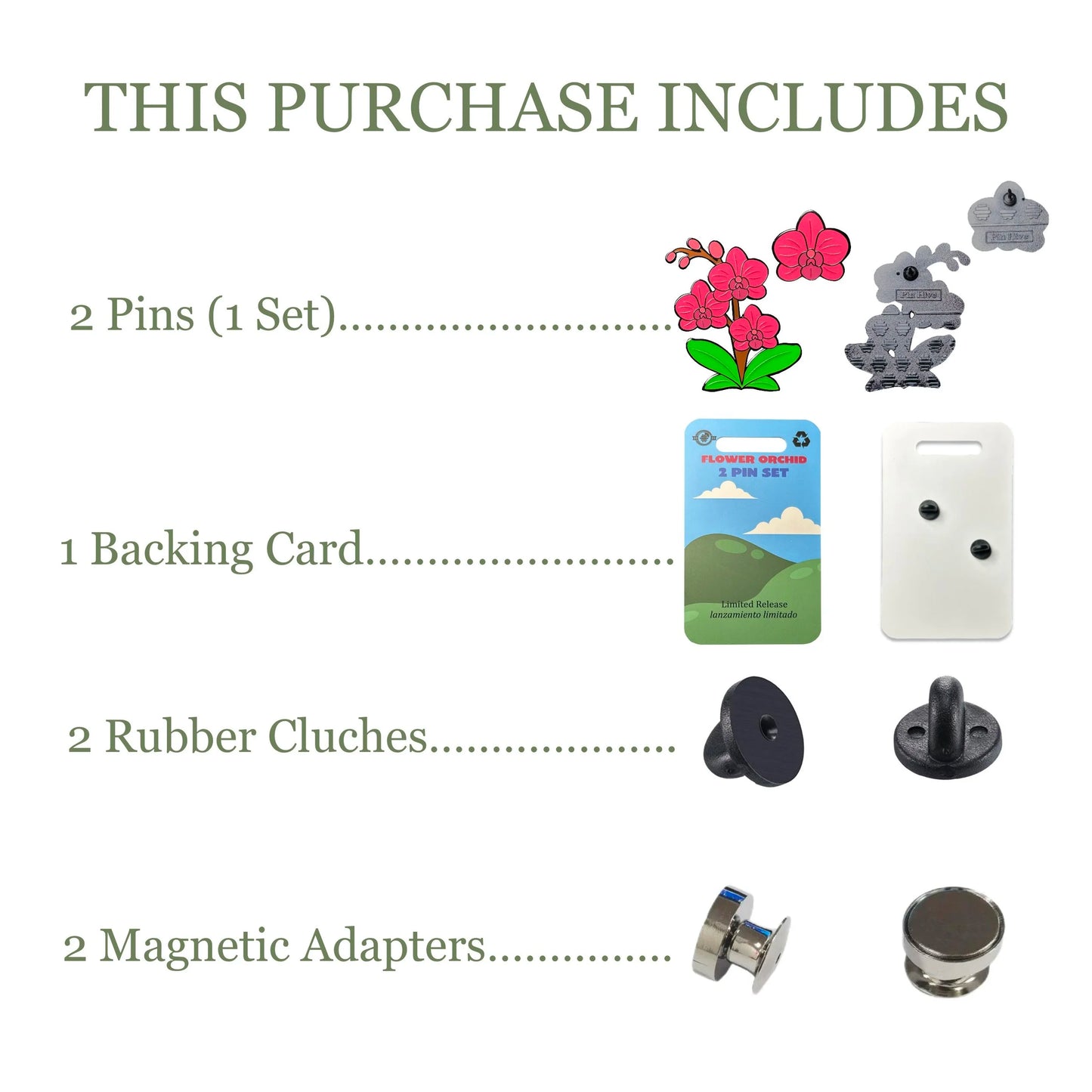 2025 - Pink Flower Orchid - LR - 2 Pin Set - Pin Hive Exclusive