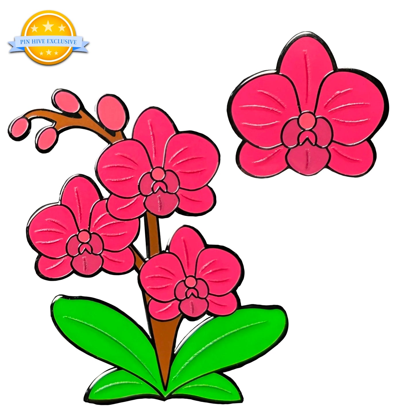 2025 - Pink Flower Orchid - LR - 2 Pin Set - Pin Hive Exclusive