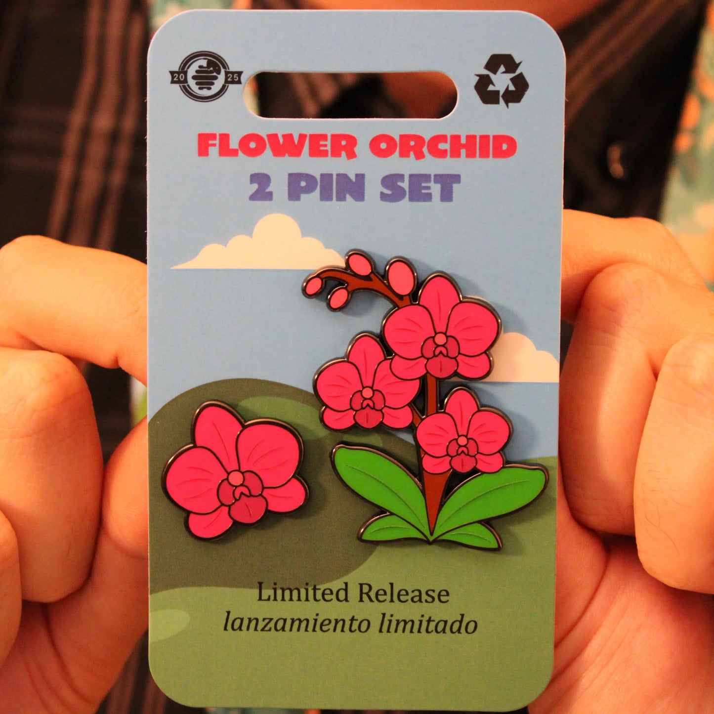 2025 - Pink Flower Orchid - LR - 2 Pin Set - Pin Hive Exclusive