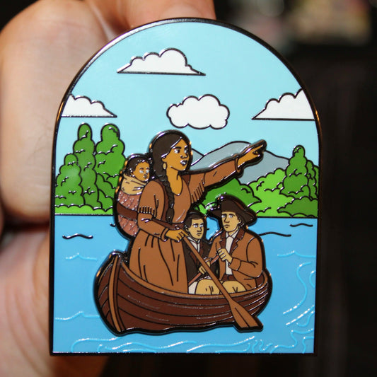 Sacagawea, Lewis, and Clark Pin - Traveling Down the Missouri River - LE 200