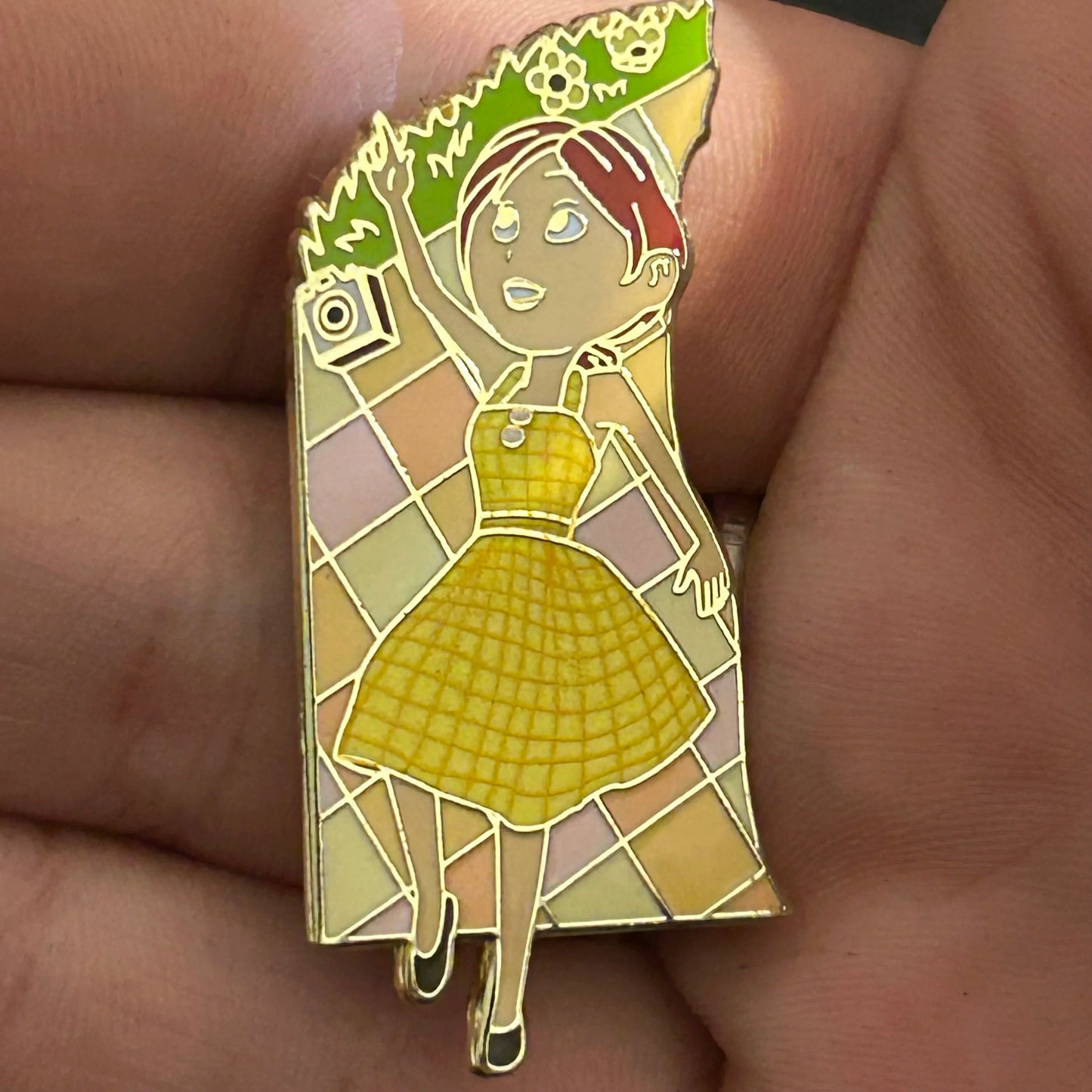 Uncas - Ellie - Laying on Picnic Blanket - Up - Mystery Pin