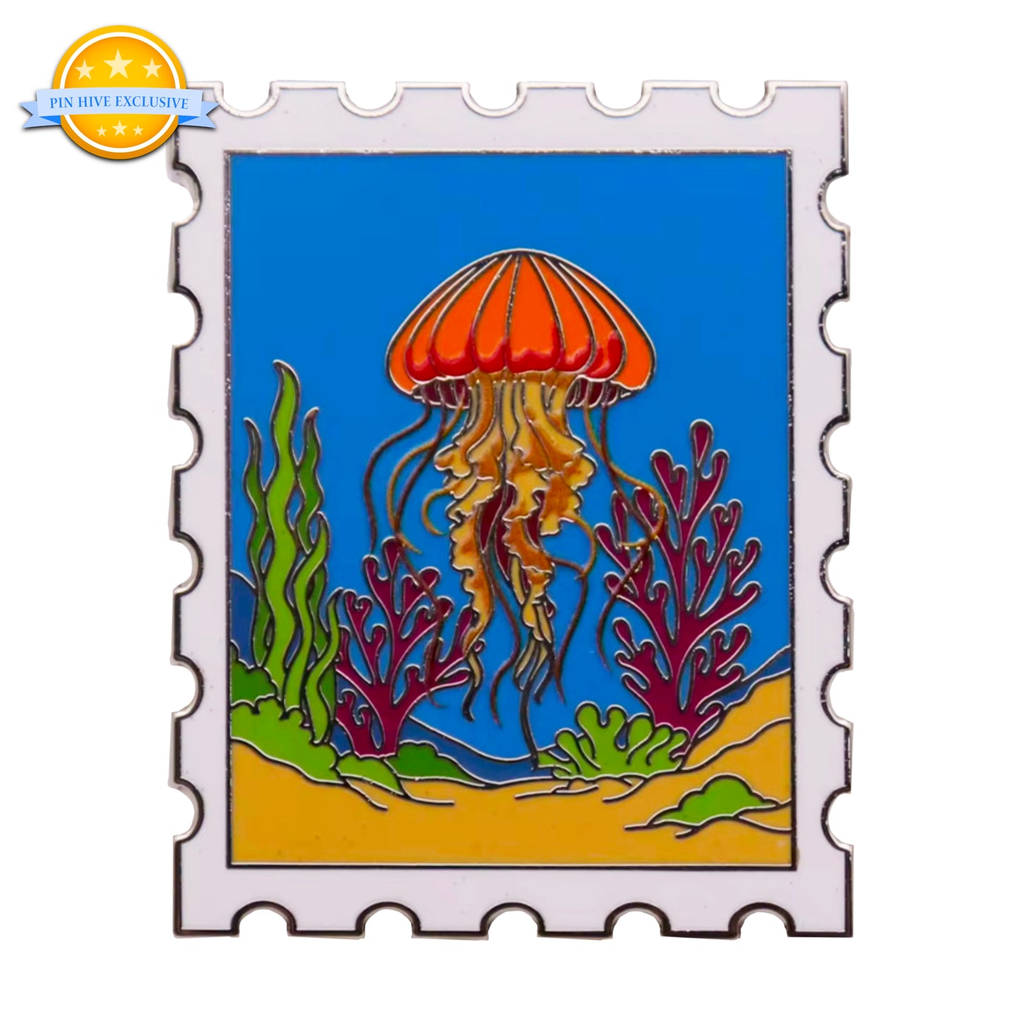 2025 - Pacific Sea Nettle Jellyfish Postage Stamp Pin - LR - Hive Exclusive