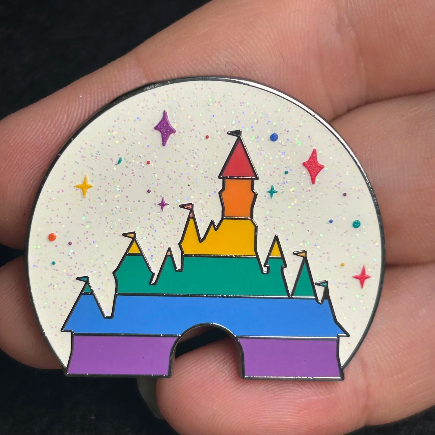 2025 - LGBTQ+ - Rainbow Castle - White Glitter Background - Disney Pin