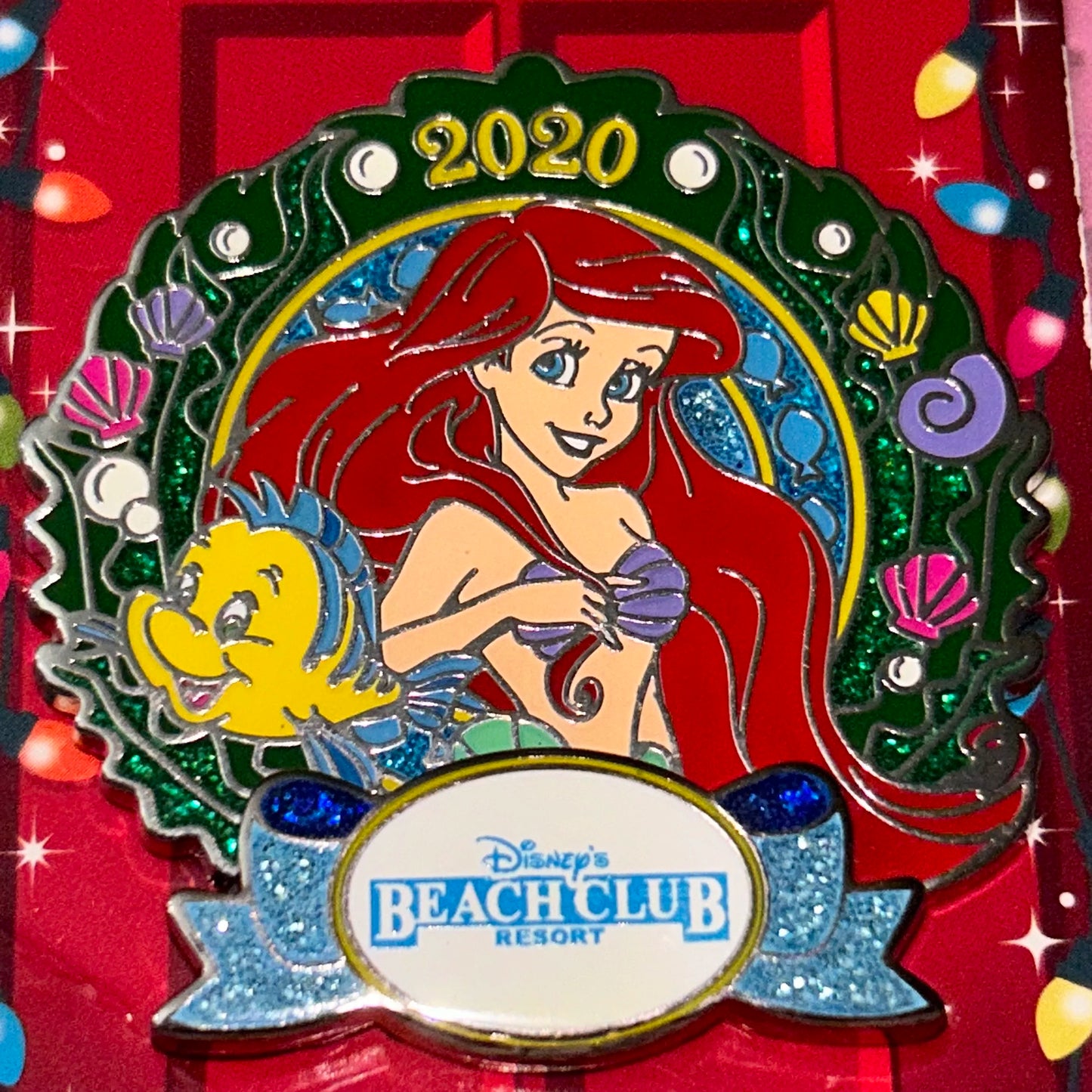 LE Ariel and Flounder Beach Club Resort Christmas Disney Pin
