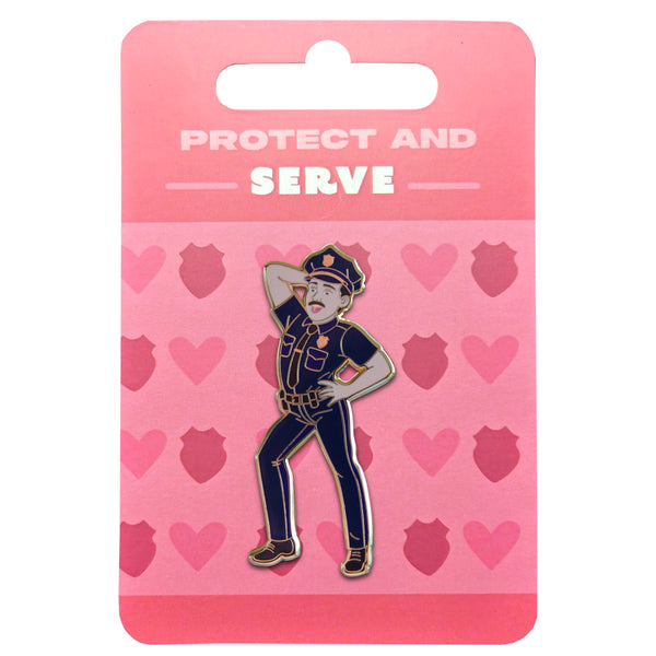 2025 - Protect and Serve - Sassy Policeman - 24 k Gold Plated Pin