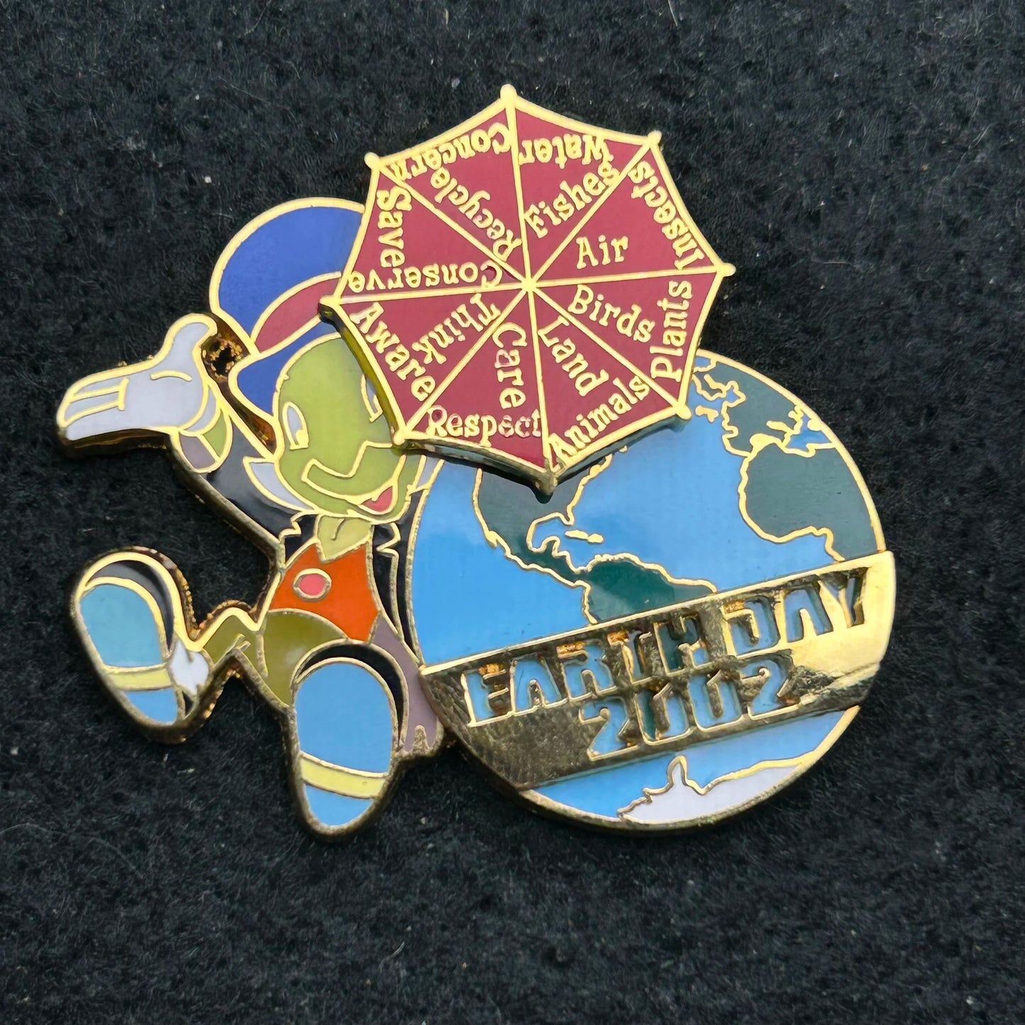 2002 - Jiminy Cricket - Pinocchio - Spinning Umbrella - LE 5,000 - Earth Day - Disney Pin