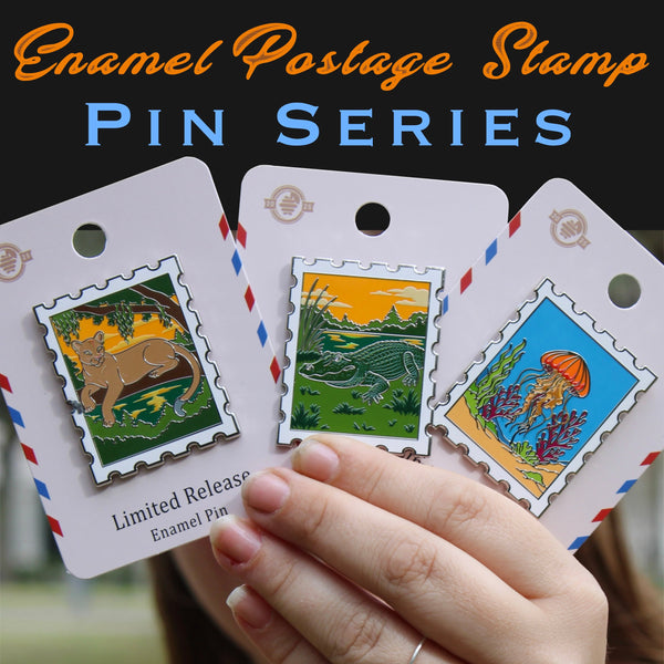Enamel Postage Stamp Pin Series