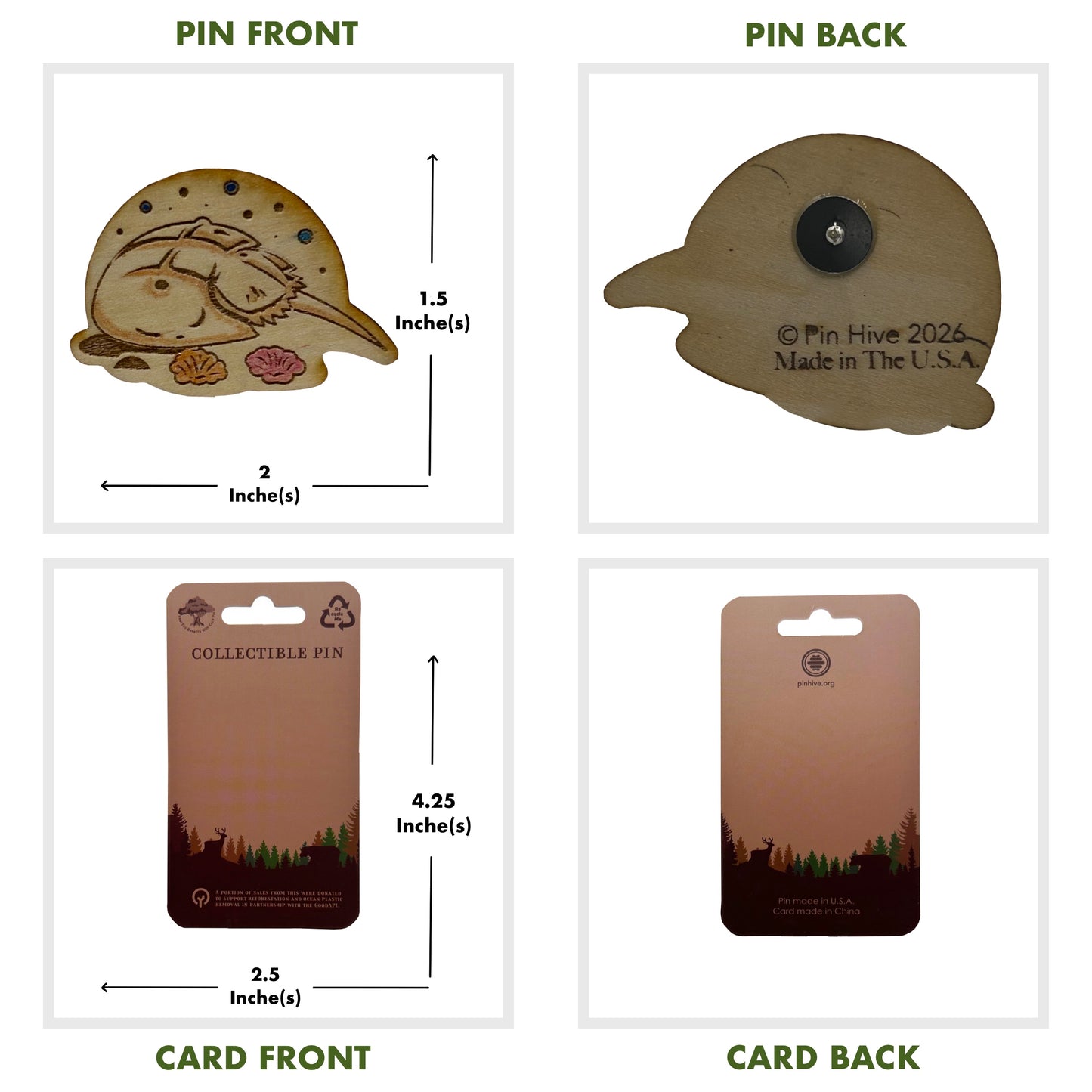 Horseshoe Crab - Wooden Pin & Magnet