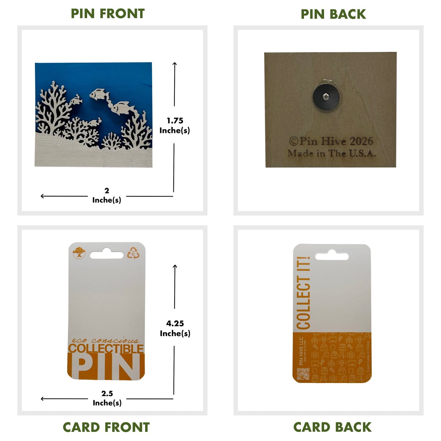 Fish at Coral Reef - Wooden Pin & Magnet