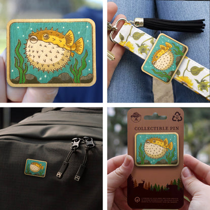 Pufferfish - Wooden Pin & Magnet