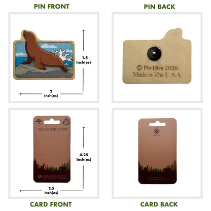 Sea Lion on Rock - Wooden Pin & Magnet