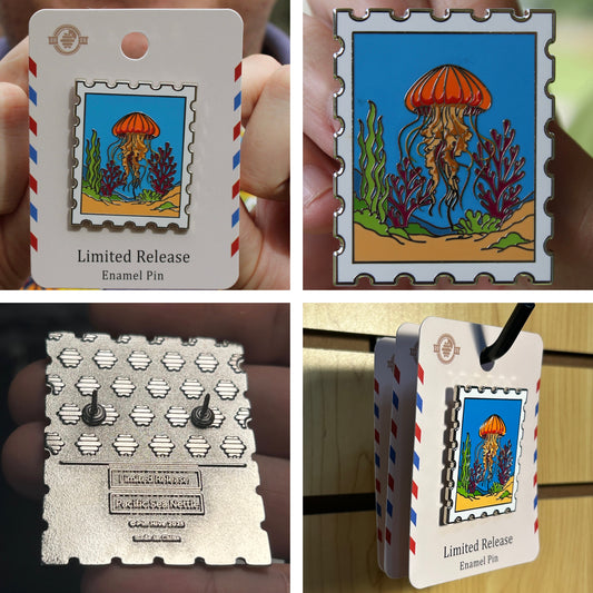 Pacific Sea Nettle Jellyfish Postage Stamp Pin With Magnet
