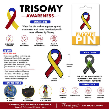 Trisomy Awareness Ribbon Pin With Magnet