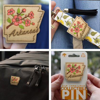 Arkansas Apple Blossoms - Wooden Pin & Magnet