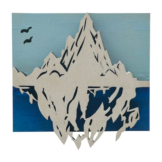 White Glacier in Ocean - Wooden Pin & Magnet