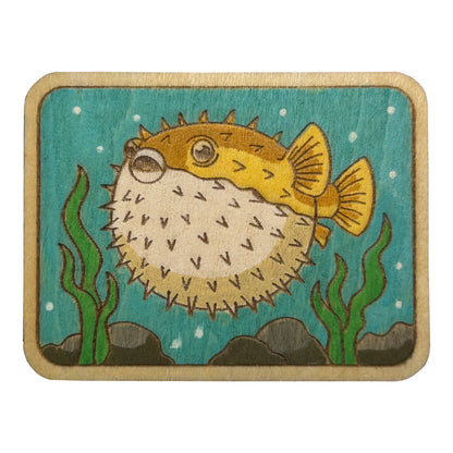 Pufferfish - Wooden Pin & Magnet