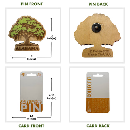 Alabama Southern Live Oak Tree - Wooden Pin & Magnet
