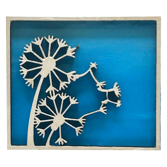 Dandelions Blowing in Wind - Wooden Pin & Magnet