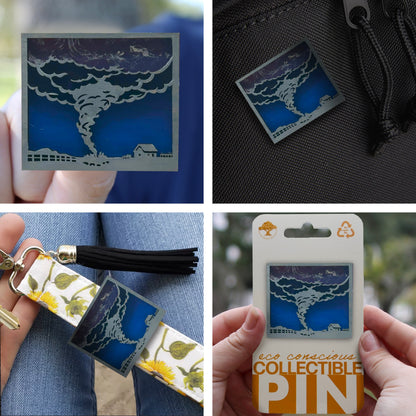 Tornado at Farm - Wooden Pin & Magnet