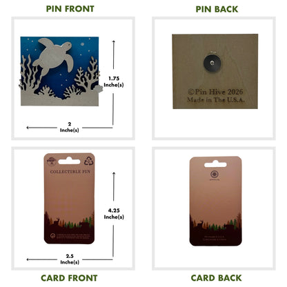 Turtle at Coral Reef - Wooden Pin & Magnet