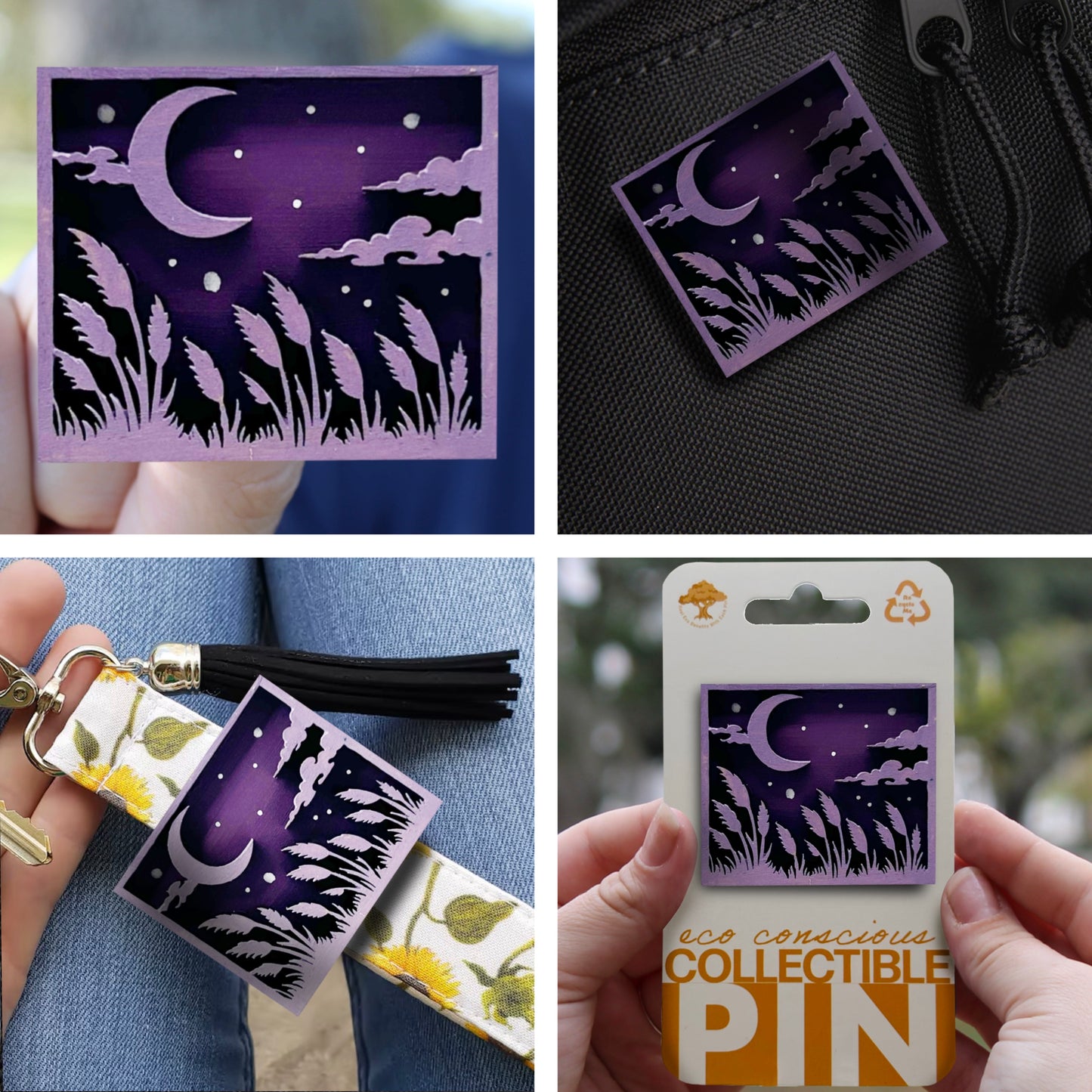 Midnight Wheat Field - Wooden Pin & Magnet