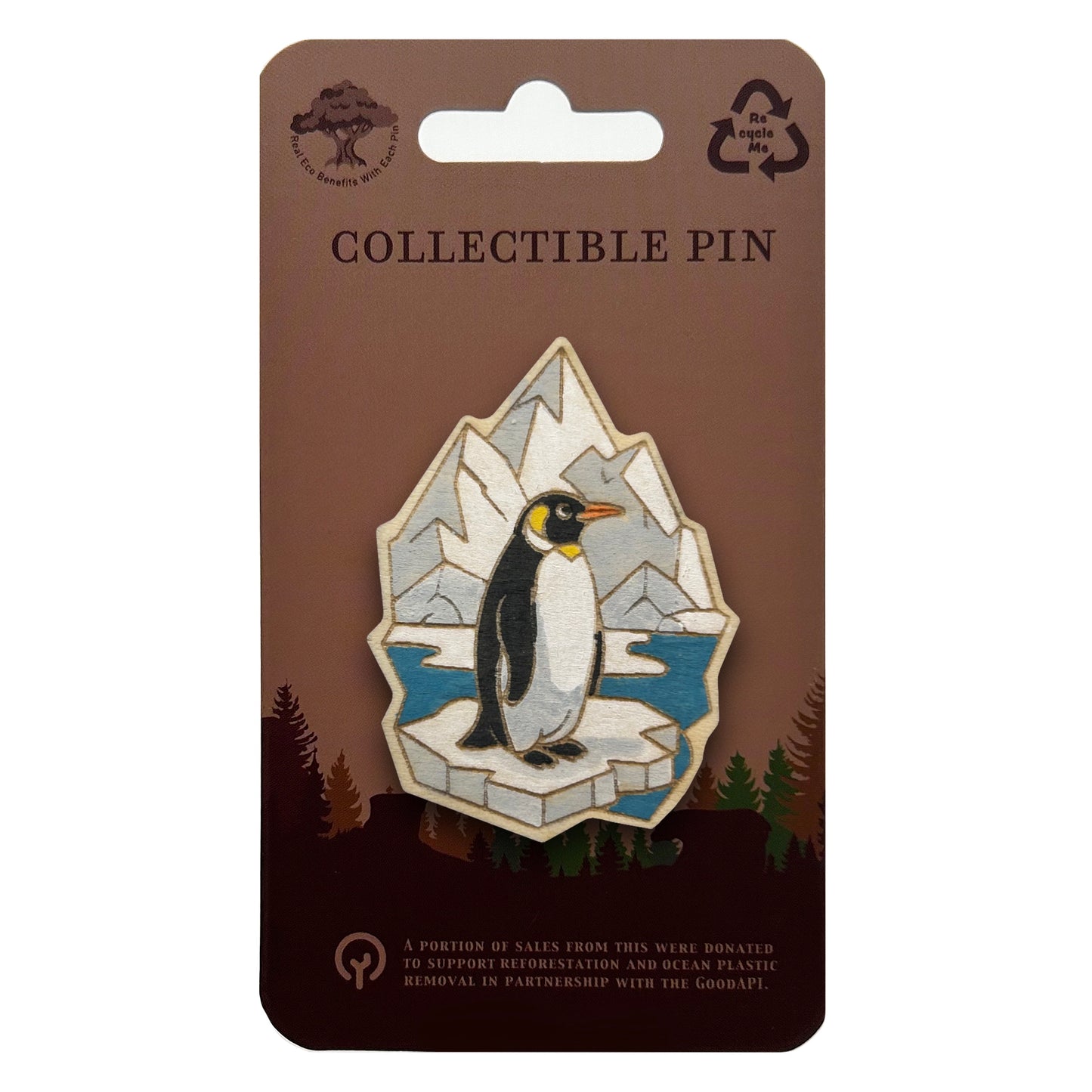Penguin on Iceberg - Wooden Pin & Magnet