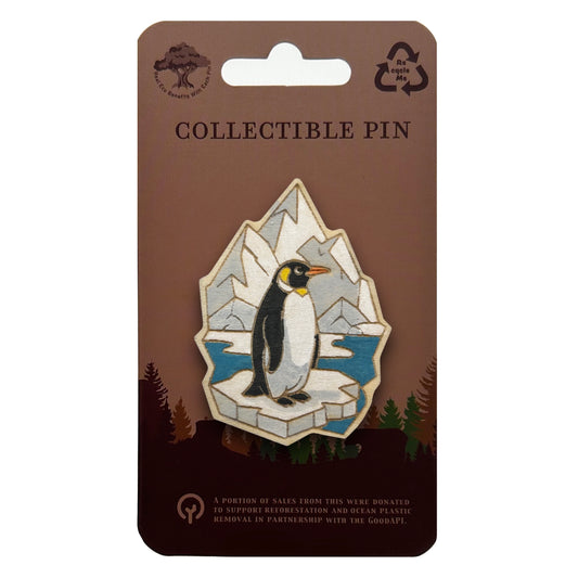 Penguin on Iceberg - Wooden Lapel Pin & Magnet