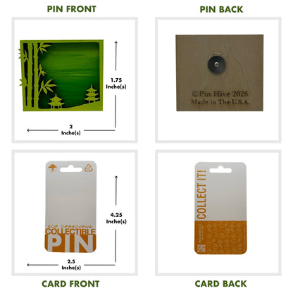 Green Bamboo Scene - Wooden Pin & Magnet