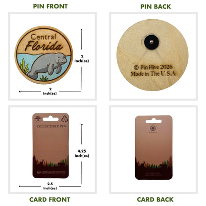 Central Florida Manatee  - Wooden Pin & Magnet