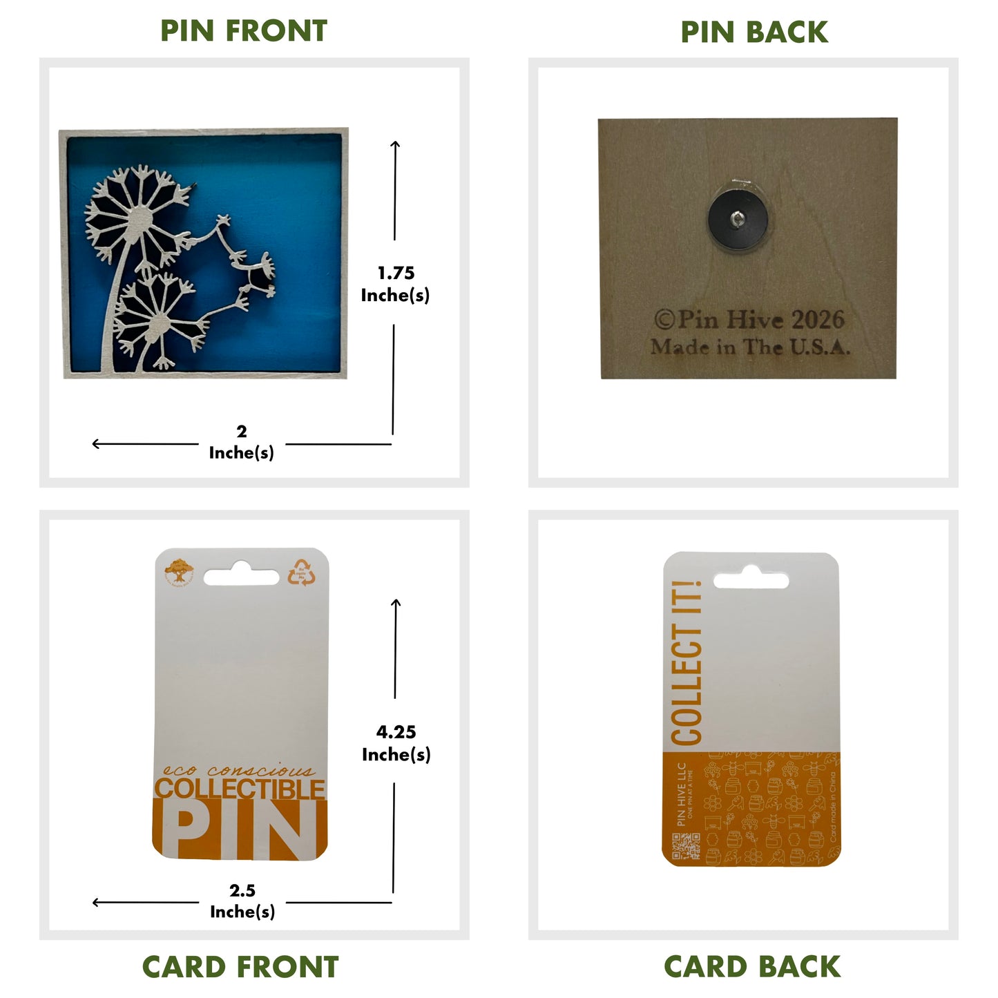 Dandelions Blowing in Wind - Wooden Pin & Magnet