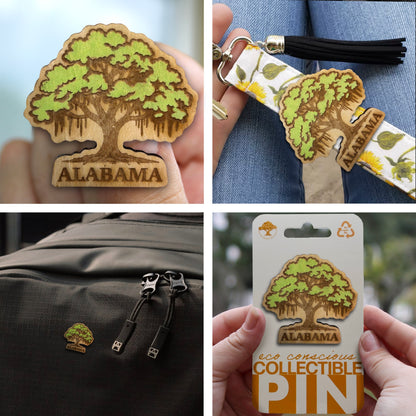 Alabama Southern Live Oak Tree - Wooden Pin & Magnet