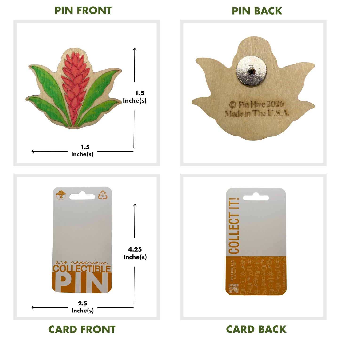 Ginger Plant - Wooden Pin & Magnet