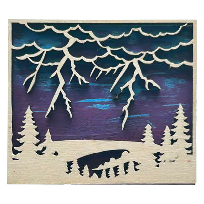 Lightning in Forest - Wooden Lapel Pin & Magnet