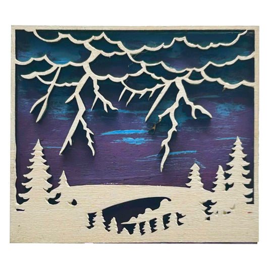 Lightning in Forest - Wooden Pin & Magnet