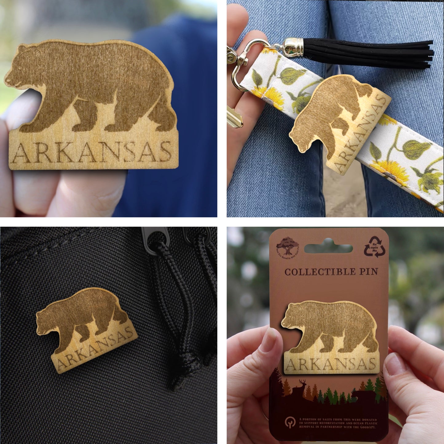 Arkansas Black Bear - Wooden Pin & Magnet