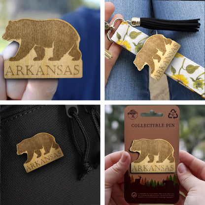 Arkansas Black Bear - Wooden Pin & Magnet