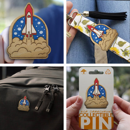 Rocket Ship - Wooden Pin & Magnet
